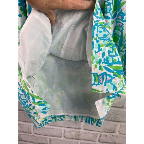 Lilly Pulitzer Janice Shift Dress High Beam Lighthouses Gold Metallic Trim Size - Picture 6 of 10